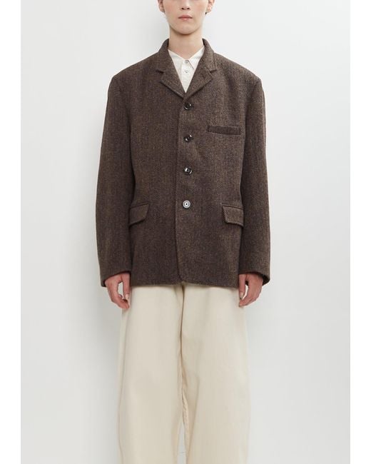 Lemaire Brown Harris Tweed Boxy Tailored Jacket
