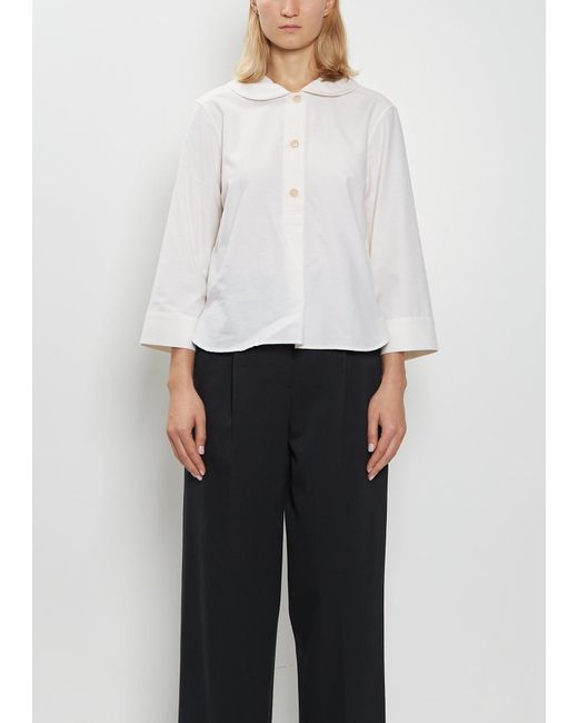 Margaret Howell White Petal Collar Cotton Cashmere Shirt