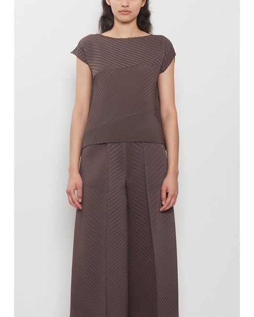 Issey Miyake Brown Plaster Pleats Solid Top