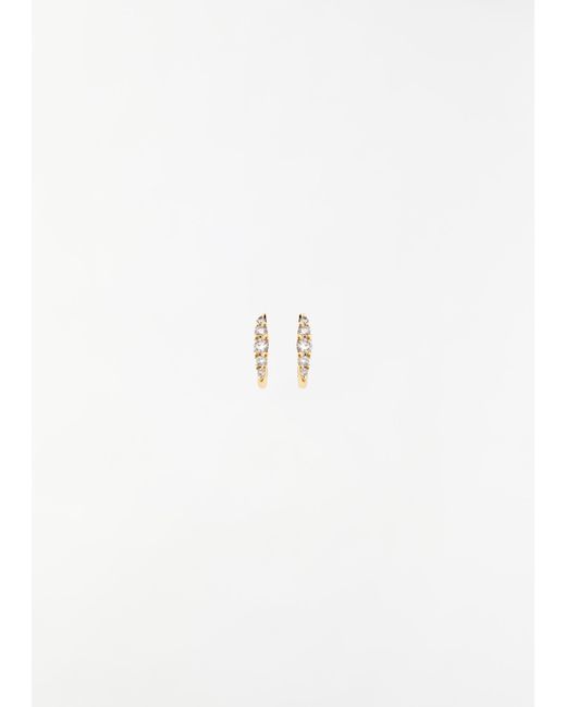 Ileana Makri White Diamond Rivulet Medium Oval Hoops