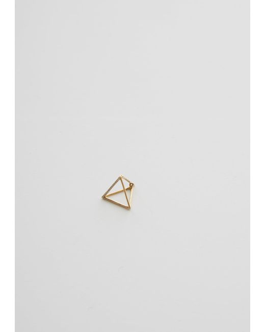 Shihara White 3d Diamond Triangle Earrings 02 15mm