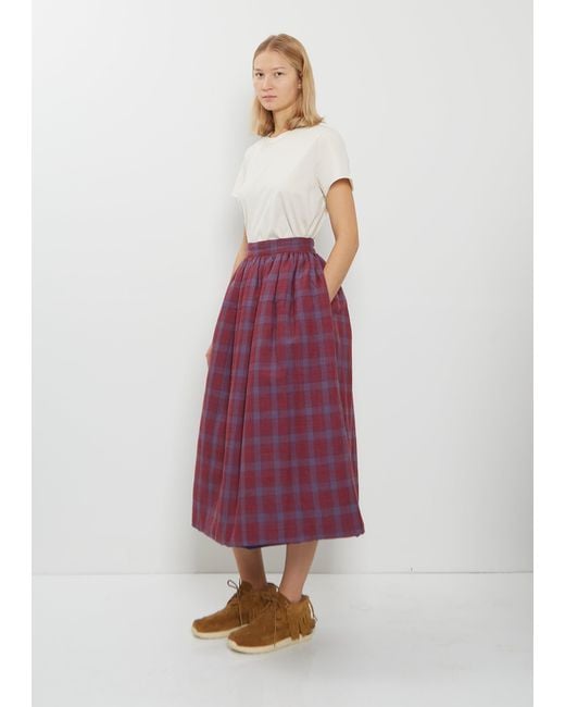 Visvim Red Wool Linen Elevation Down Skirt