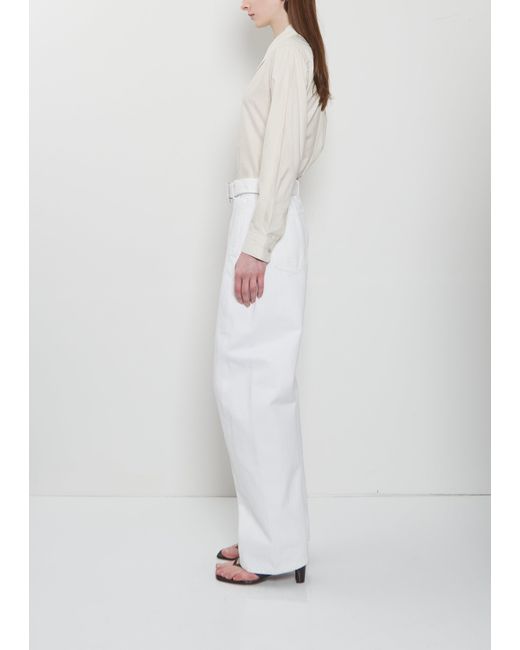 Lemaire White Twisted Belted Cotton Pants