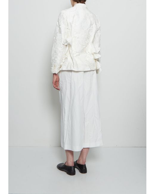 Comme des Garçons White Grosgrain Lace Ruched Blazer
