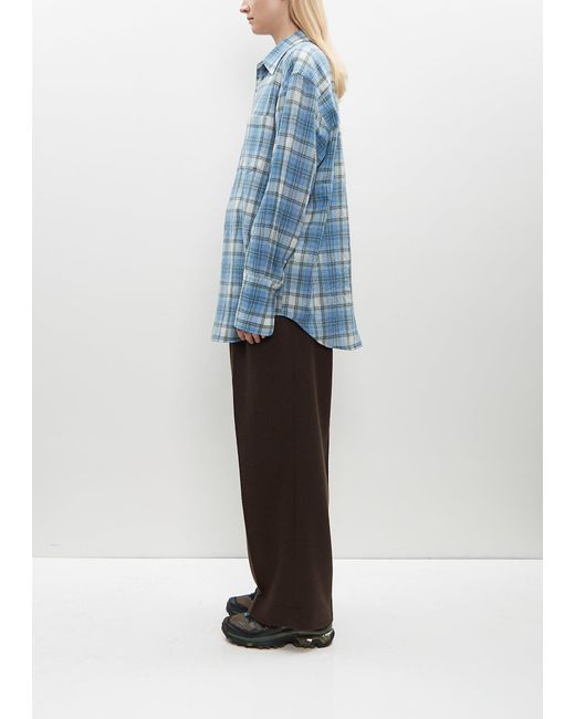 AURALEE Airy Wool Check Shirt in Blue | Lyst