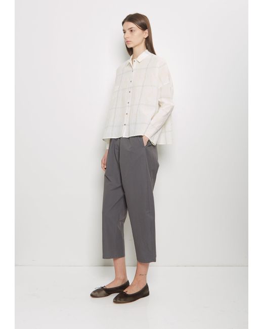 Apuntob Gray Cotton Gabardine Curved Pull On Pant