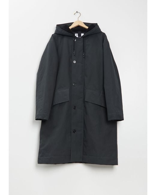 MHL by Margaret Howell Hooded Cotton Parka in Blue | Lyst UK