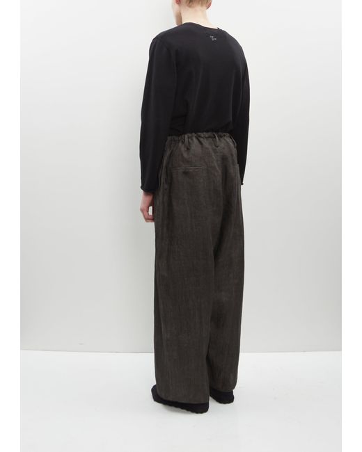 Yohji Yamamoto Black Linen Drawstring Wide Trouser