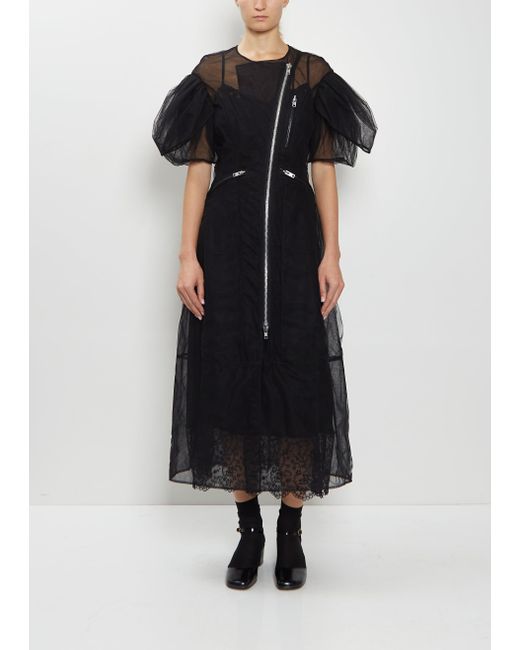 f*n様 ×smone rocha tulle dress Simone Rocha Petal Sleeve Sheer Tulle Biker Dress in Black | Lyst