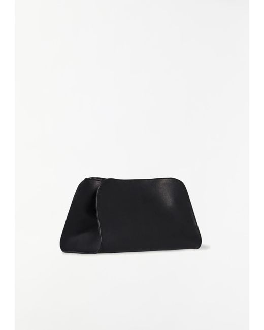 The Row Black Peggy Saddle Leather Clutch