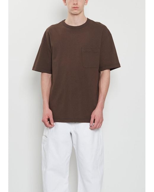 Lemaire Brown Boxy Cotton Linen T-shirt