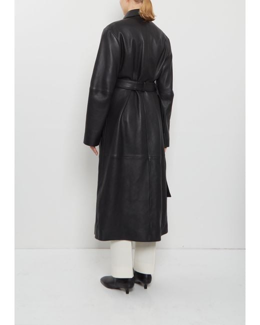 Totême  Black Belted Leather Coat