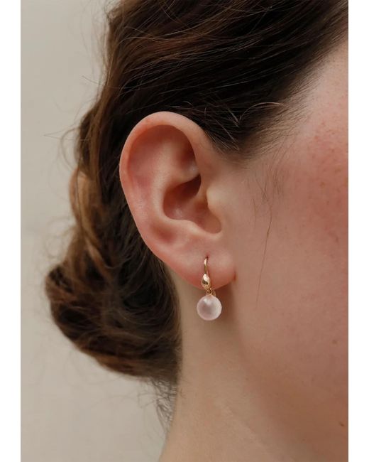 MIRIAM STELLA White Pink Quartz Facetted Sphere Earrings