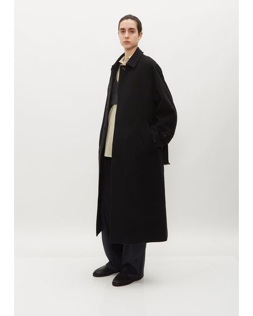Auralee Black Cashmere Wool Mosser Soutien Collar Coat
