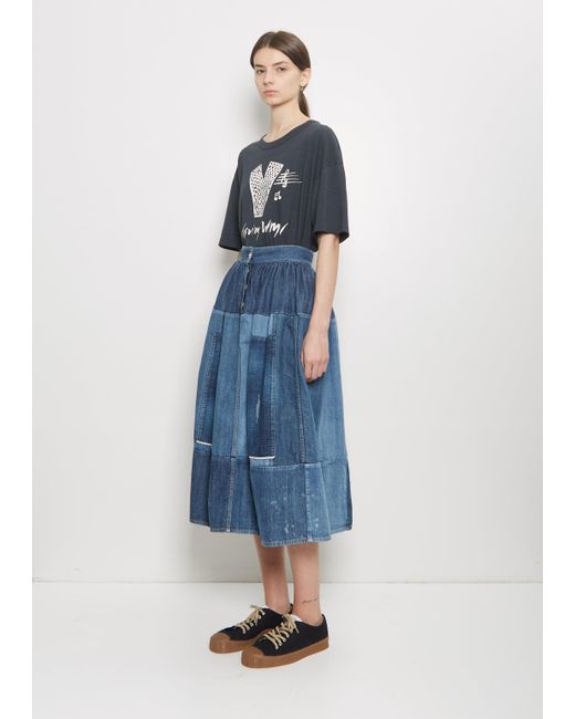 Visvim Blue Denim Elevation Patchwork Skirt