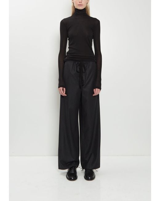 Auralee Black Wool Flannel Drawstring Pants