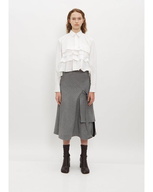 Sacai White Oversized Pocket Striped Skirt