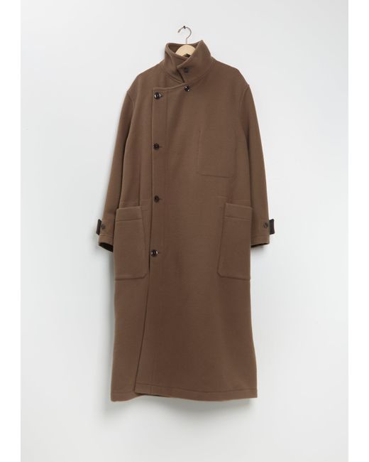 Lemaire Brown Wrap Wool Coat