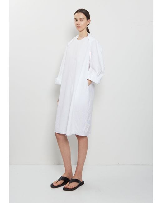 Scha White Sleeve Scarf Paper Cotton Sleeveless Dress