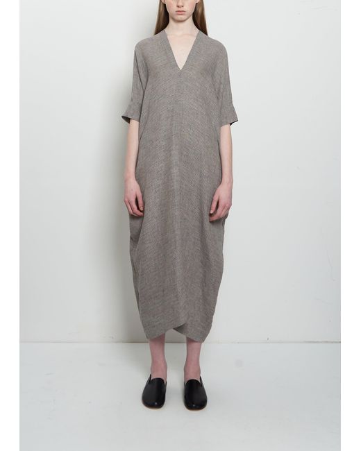 Arts & Science Gray V-neck Linen Dress