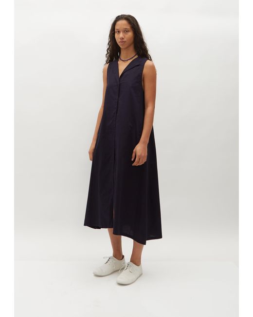 Y's Yohji Yamamoto Blue Sleeveless Dress W Untrimmed Collar