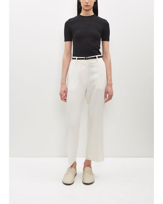 Totême  White Straight Cropped Trousers
