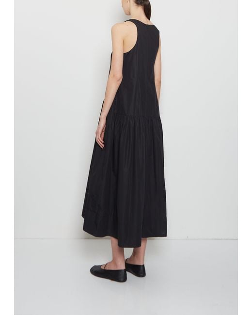 Simone Rocha Black Pressed Rosette Cotton Flounce Dress
