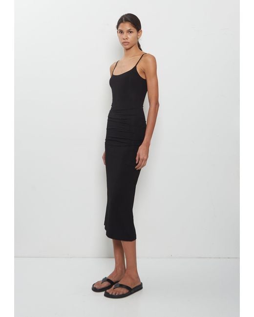 Totême Black Draped Jersey Slip Dress