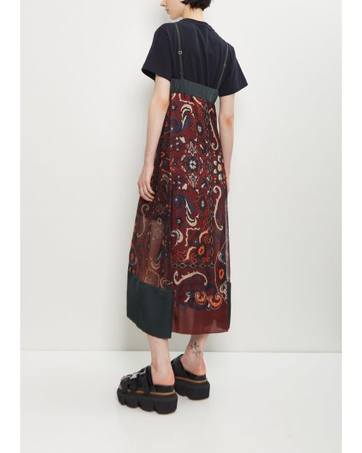 Sacai White Floral Print Voile Dress