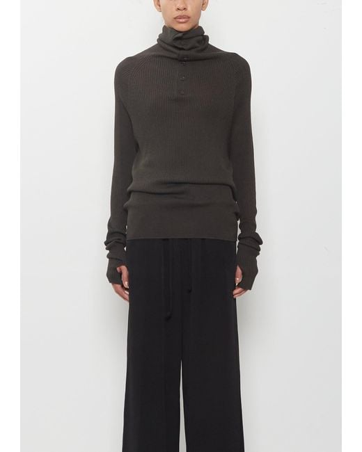 Y's Yohji Yamamoto Black Loose Neck Thumbhole Sweater