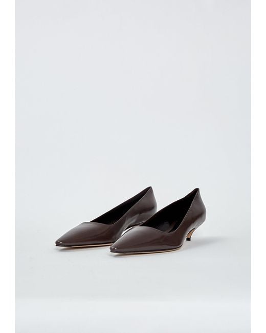 The Row White Liisa Leather Kitten Three Heel