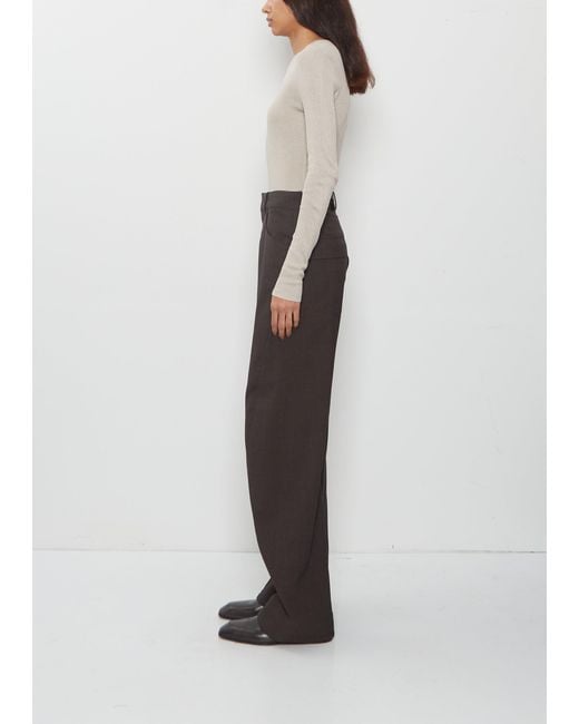 6397 White Twisted Seam Wool Pant