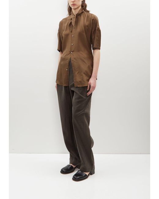 Lemaire Brown Short Sleeve Shirt With Scarf