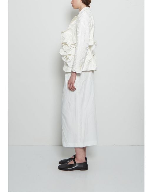 Comme des Garçons White Grosgrain Lace Ruched Blazer