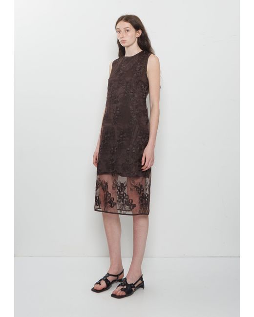 CECILIE BAHNSEN Brown Devin Rosette Organza Dress
