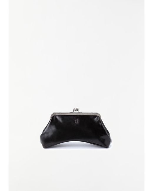Y's Yohji Yamamoto White Metal Clasp Curvy Bag, Small