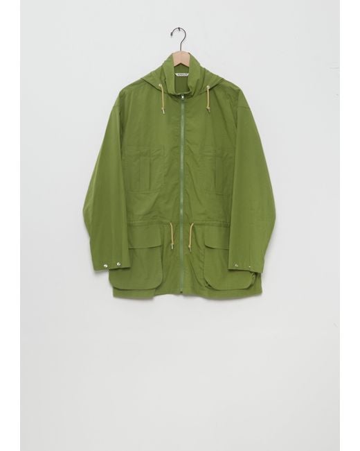 Auralee Green Super Fine Cotton Lawn Hooded Blouson
