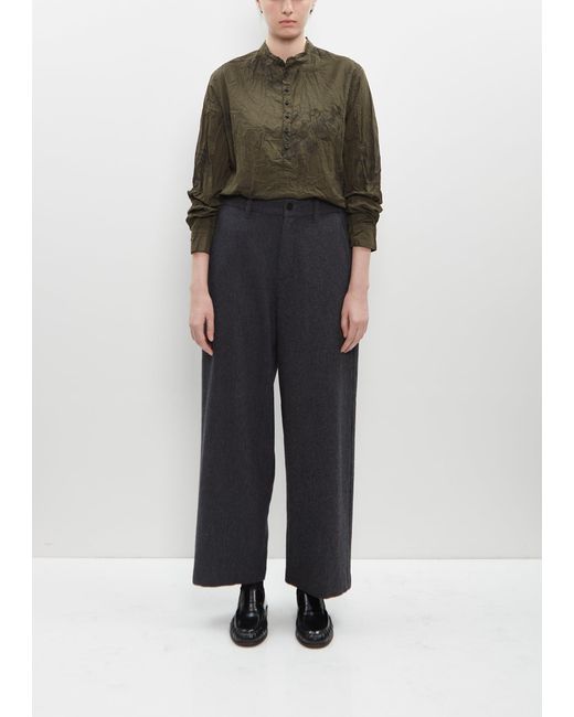 Pas De Calais Black Eco Wool Flannel Wide Pants