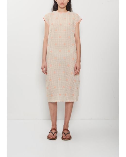 Antipast Natural Embroidery Cotton Blend Tunic Dress