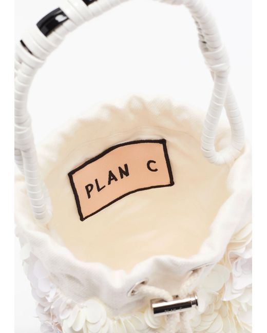 Plan C White Sequins Bucket Bag