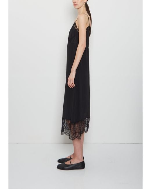 Simone Rocha Black Silk Blend Lace Trim Slip Dress