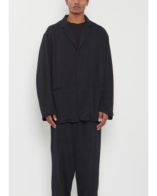 Comoli Men Blue Wool Knit Jacket
