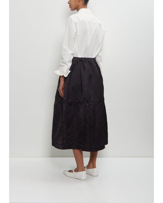 Casey Casey White Linen Blend Satin Puffy Skirt