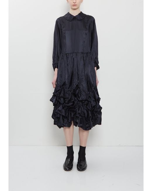 Comme des Garçons Blue Satin Flat Collar Dress