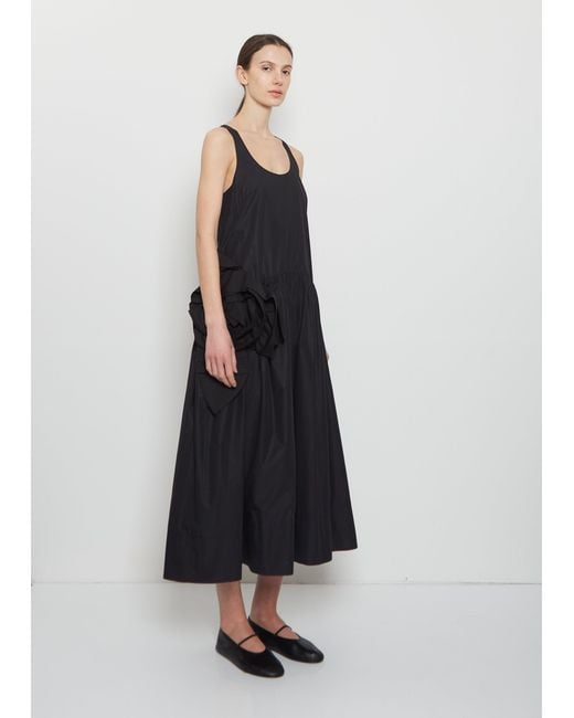 Simone Rocha Black Pressed Rosette Cotton Flounce Dress