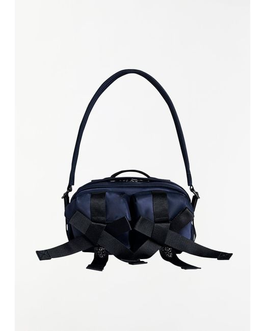 Simone Rocha Blue Beaded Classic Bow Crossbody Bag — Navy