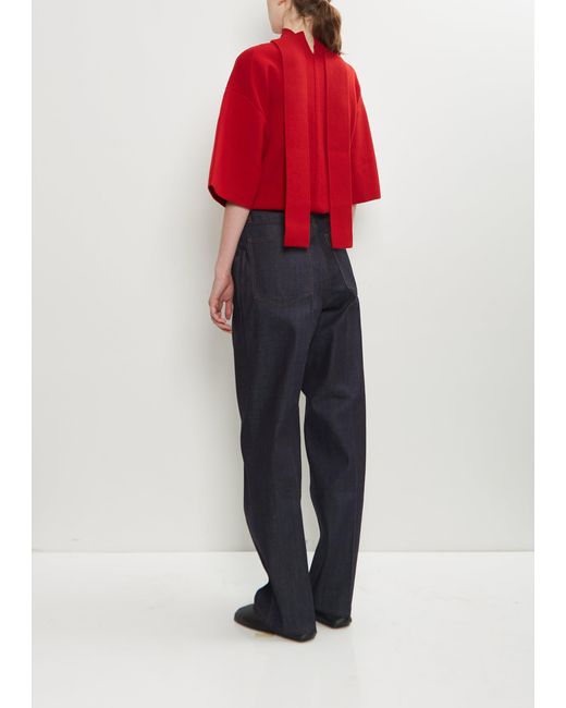 Carven Red Washed Cotton Straight Jeans