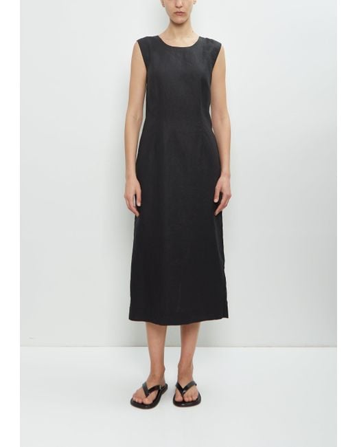 Margaret Howell Linen Back Button Dress in Black | Lyst Margaret Howell Linen Back Button Dress in Black | Lyst