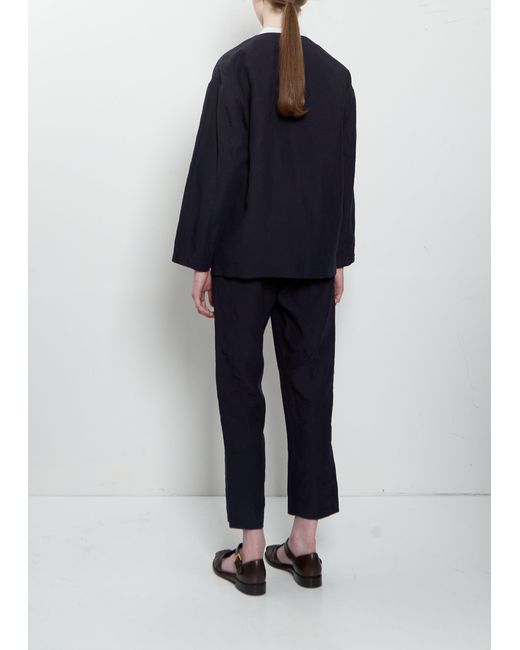 Arts & Science Blue No Collar Linen Jacket