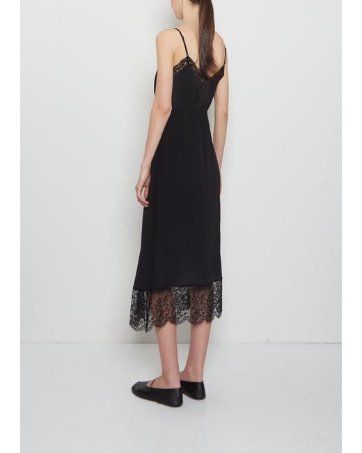 Simone Rocha Black Silk Blend Lace Trim Slip Dress